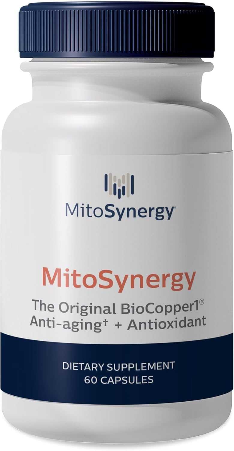 MitoSynergy Original BioCopper1 (Cunermuspir) - BioAvailable Copper MultiVitamin with CoQ10 and d-ribose to Boost NAD+ Supports Mitochondrial ATP Energy Brain and Joint Health Capsule, 60 Count