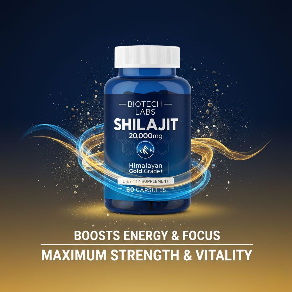Generic Biotech Labs Shilajit 20,000mg – Gold Grade Himalayan Extract Capsules, 60 Count
