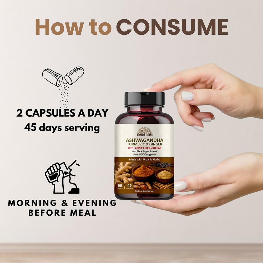 Hebhac Herbs Ashwagandha Capsules 1000mg, 1 Count