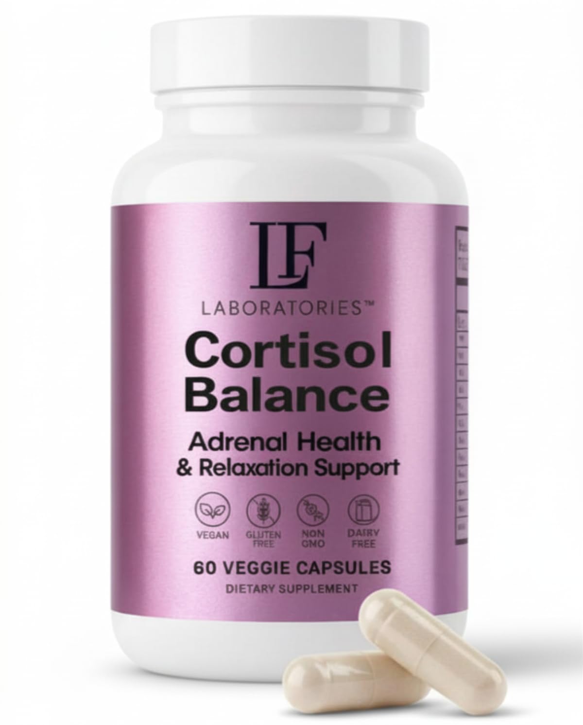 LF Laboratories Stress & Cortisol Support Supplement for Calm, Mood & Sleep with Ashwagandha, L-Theanine & Phosphatidylserine Adrenal Balance Formula – Vegan, Non-GMO, 60 Capsules