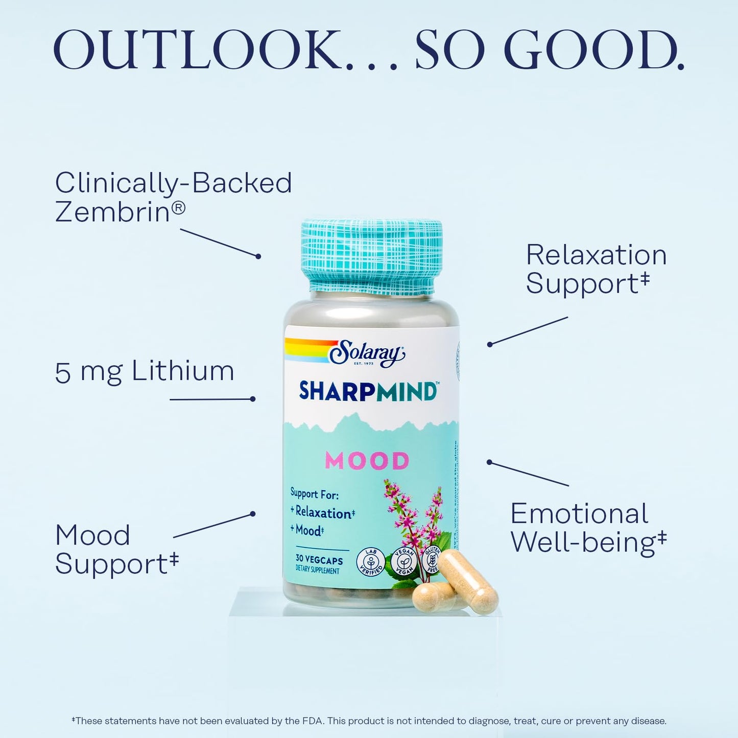 SOLARAY SharpMind Mood Support Supplement VegCap 30 VegCaps