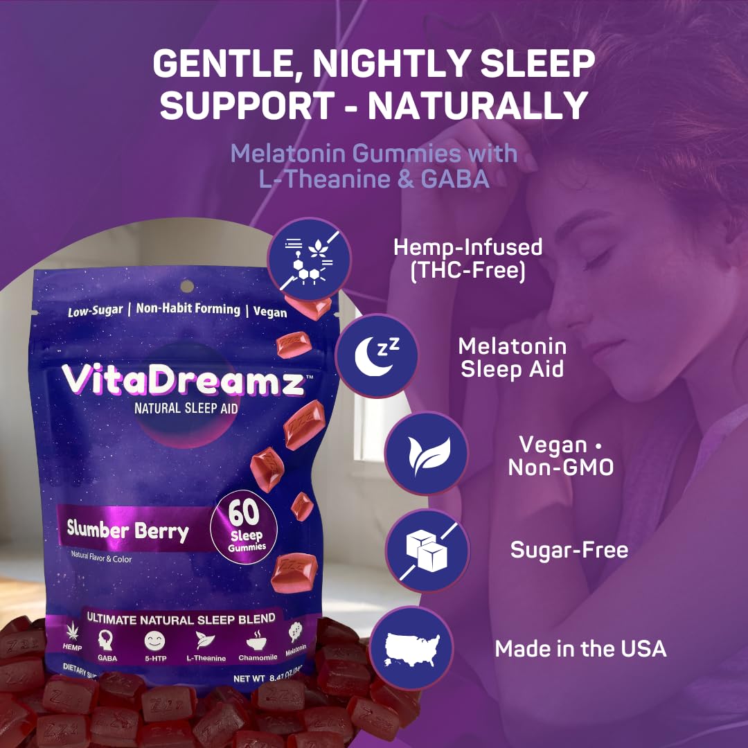 VitaDreamz Premium Melatonin Sleep Gummies Gummy, 60 Count