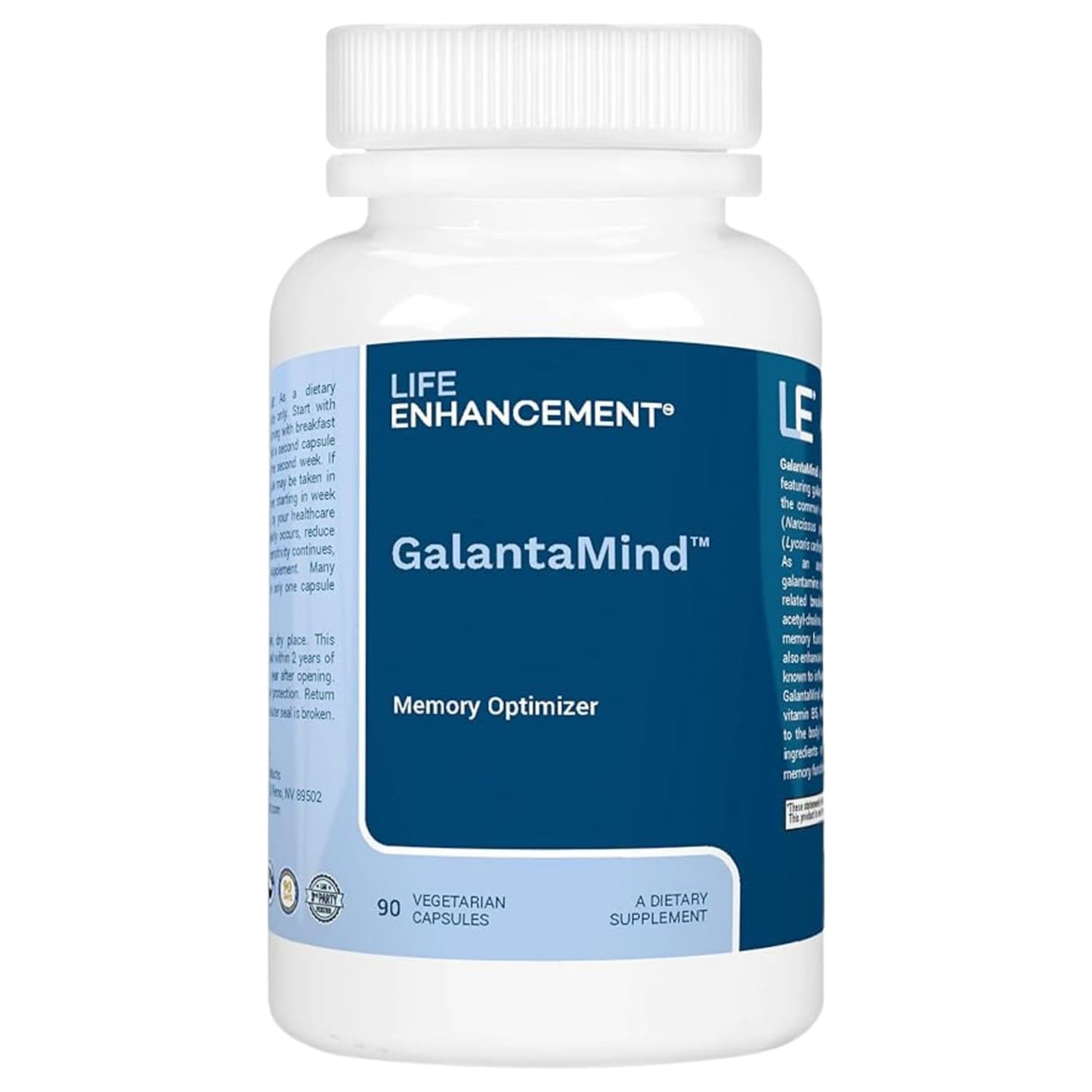 Life Enhancement Galantamind Brain Supplement for Memory and Focus with Vitamin B5 & Galantamine, 90 Capsules