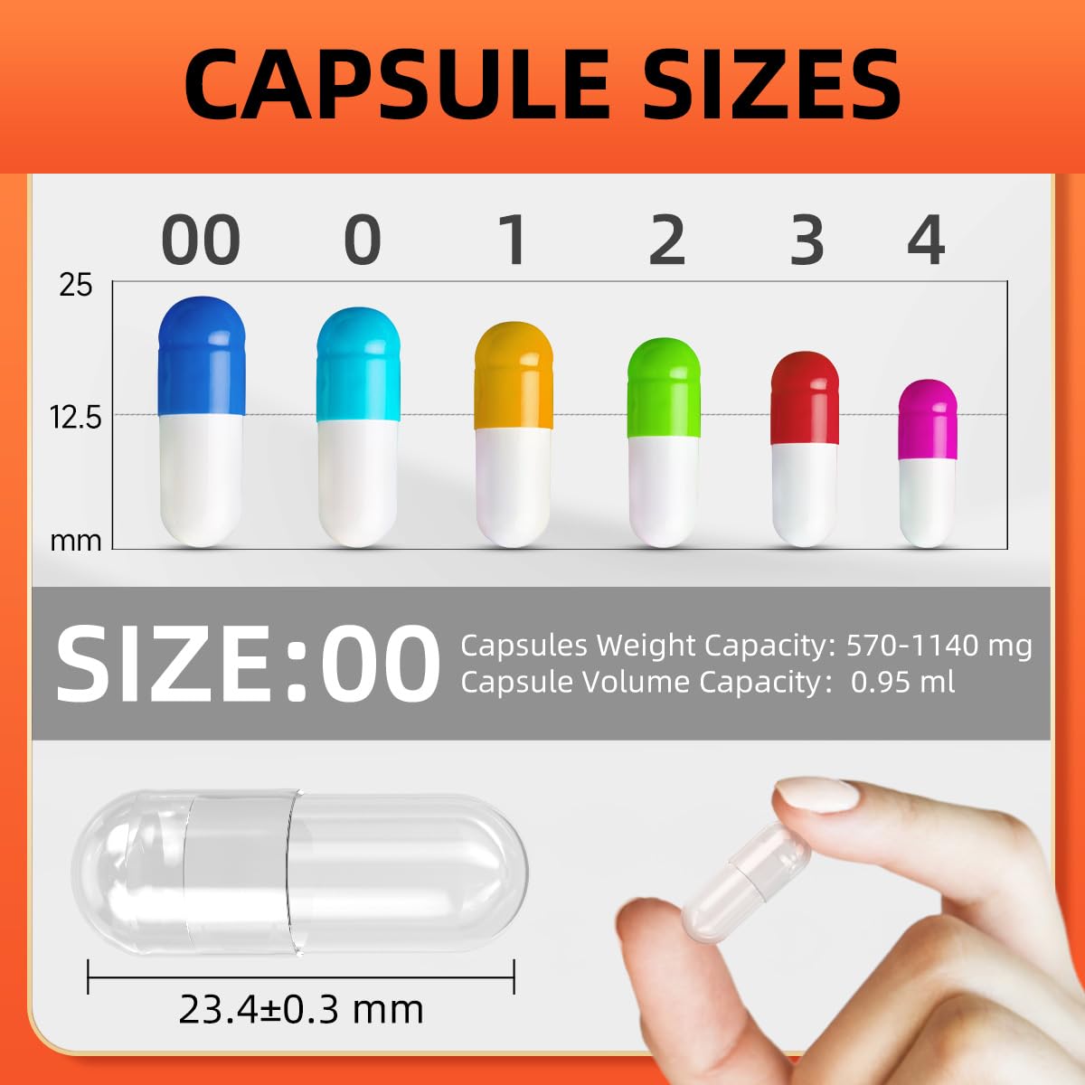 CAPSLogist Empty Capsules 00 Separated, Vegan Capsule, 1000 Count