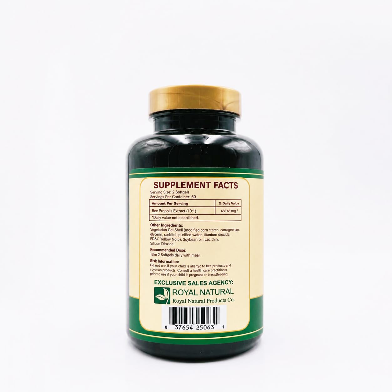 Generic Wild Apiary Brazilian Green Bee Propolis Vegetable Softgels, 120 Softgels