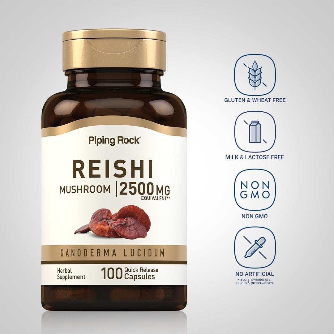 Piping Rock Reishi Mushroom Capsules, 100 Count