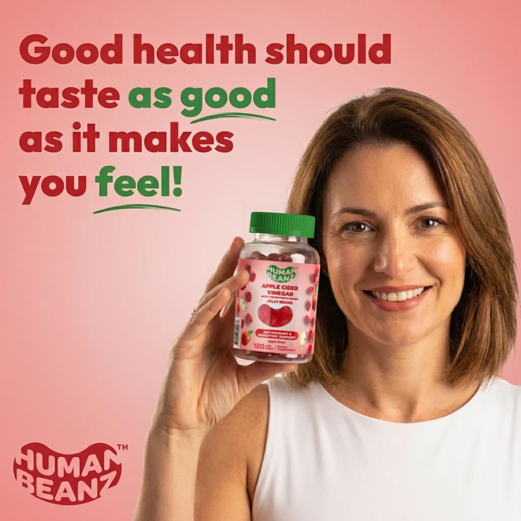 Human Beanz Apple Cider Vinegar Gummies with the Mother and Ginger, 120 Gummies