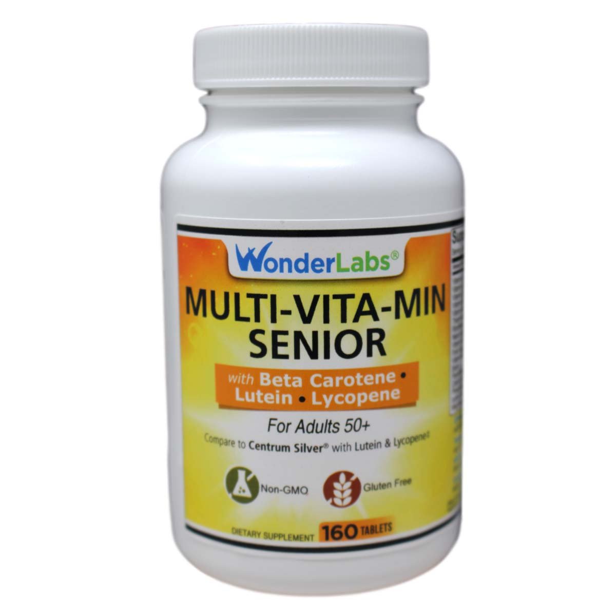 Wonder Laboratories Multi-Vitamin Multi-Mineral Compare to Centrum Silver Multivitamin Multimineral with Beta Carotene Especially for Adults 50 Plus Tablet, 160 Tablets