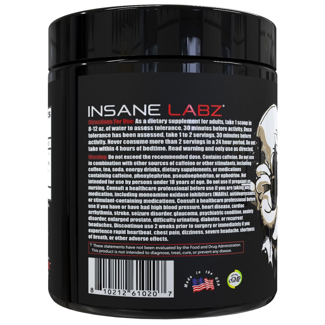 Insane Labz Psychotic Black Edition Mid Stimulant Pre Workout Powder 13.3 Ounce