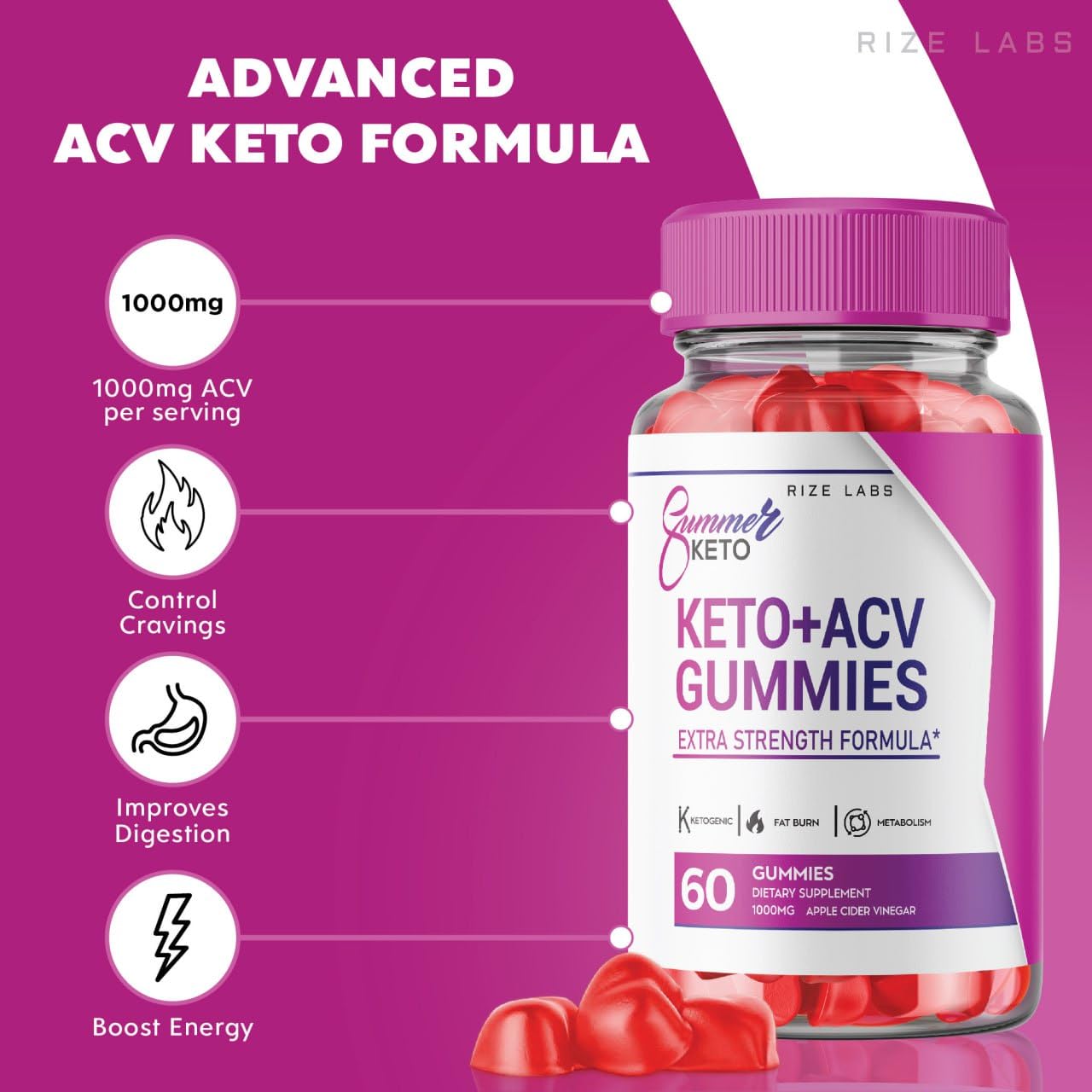 rize labs Summer Keto+ACV Gummies 120