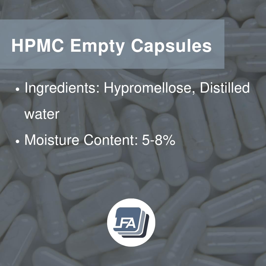 LFA Tablet Presses Empty Capsules Size 1 - Clear Vegan Hypromellose (HPMC), 500 Count