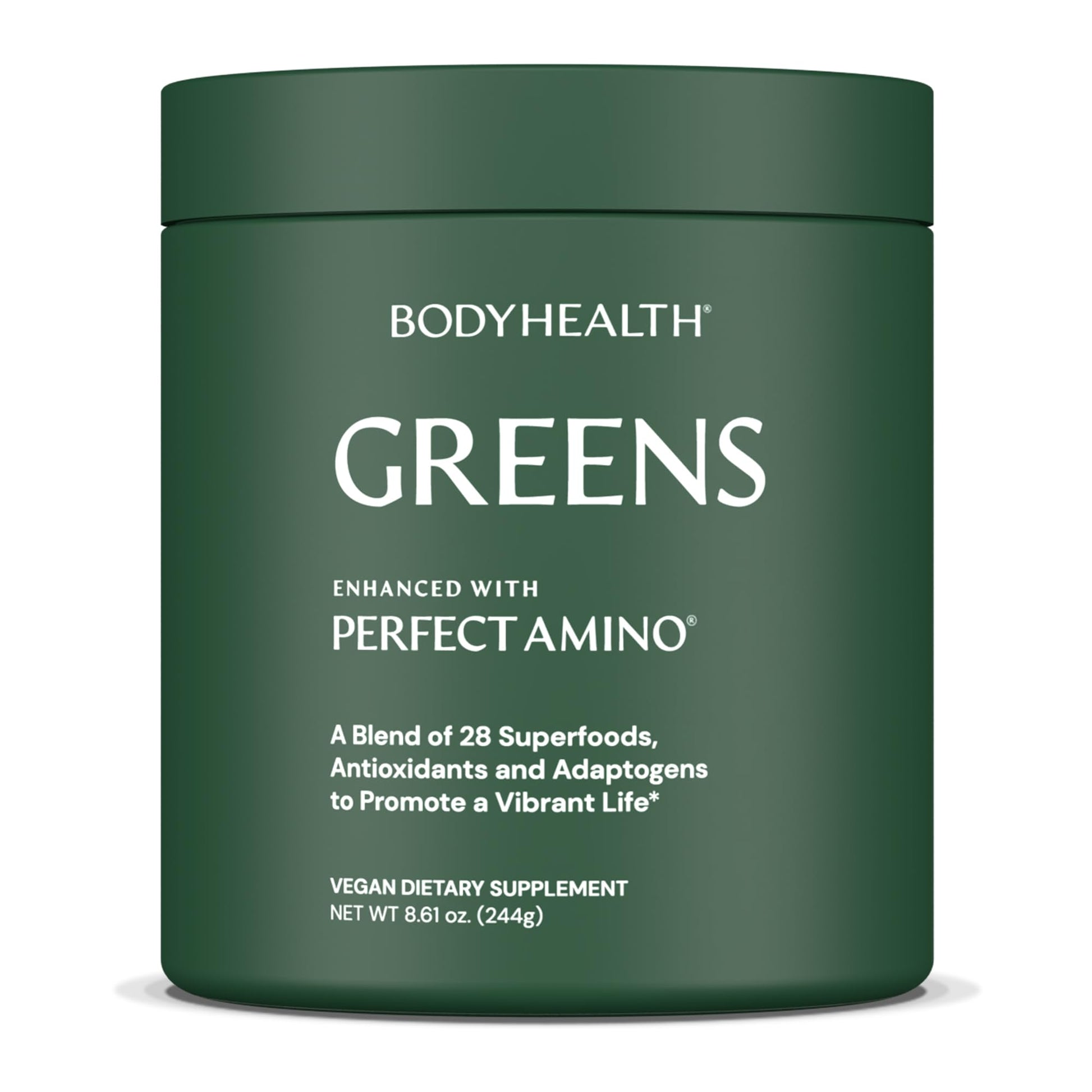 BodyHealth Greens Enhanced with PerfectAmino Daily Superfood Green Apple Smoothie Powder, 8.61 oz