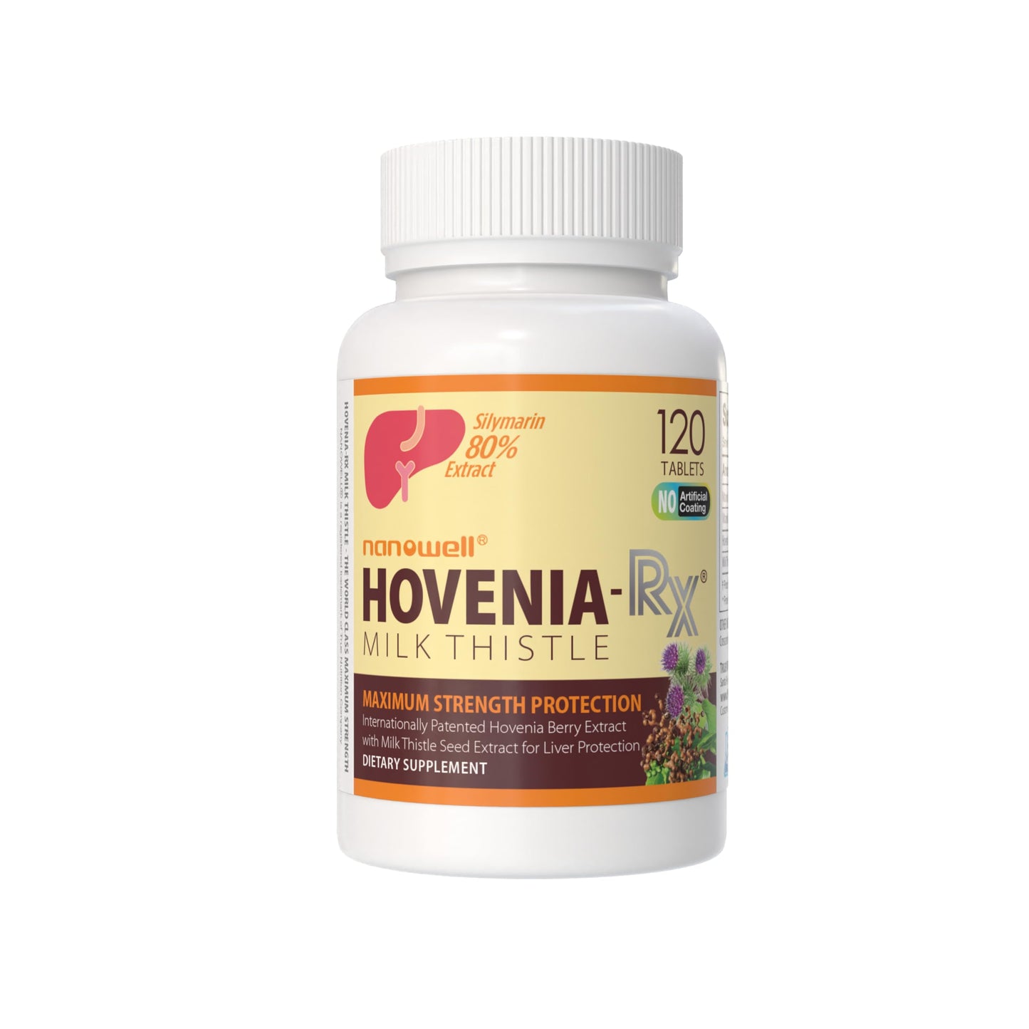 NANOWELL Hovenia-RX Milk Thistle Liver Support Supplement with 80% Silymarin Milk Thistle Seed Extract, 120 Tablets