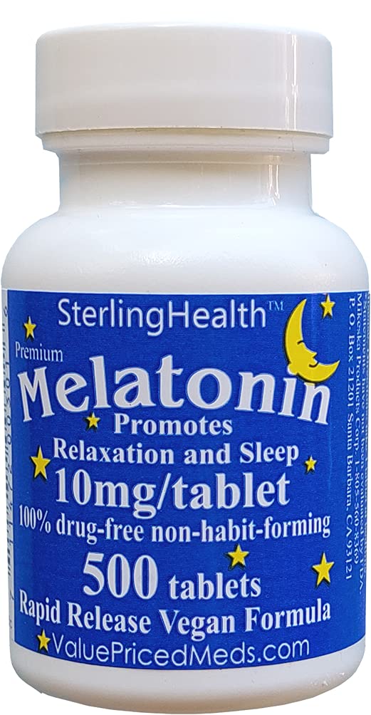 SterlingHealth Melatonin 10mg Quick Dissolve Vegan Super Strength Tablet, 500 Count