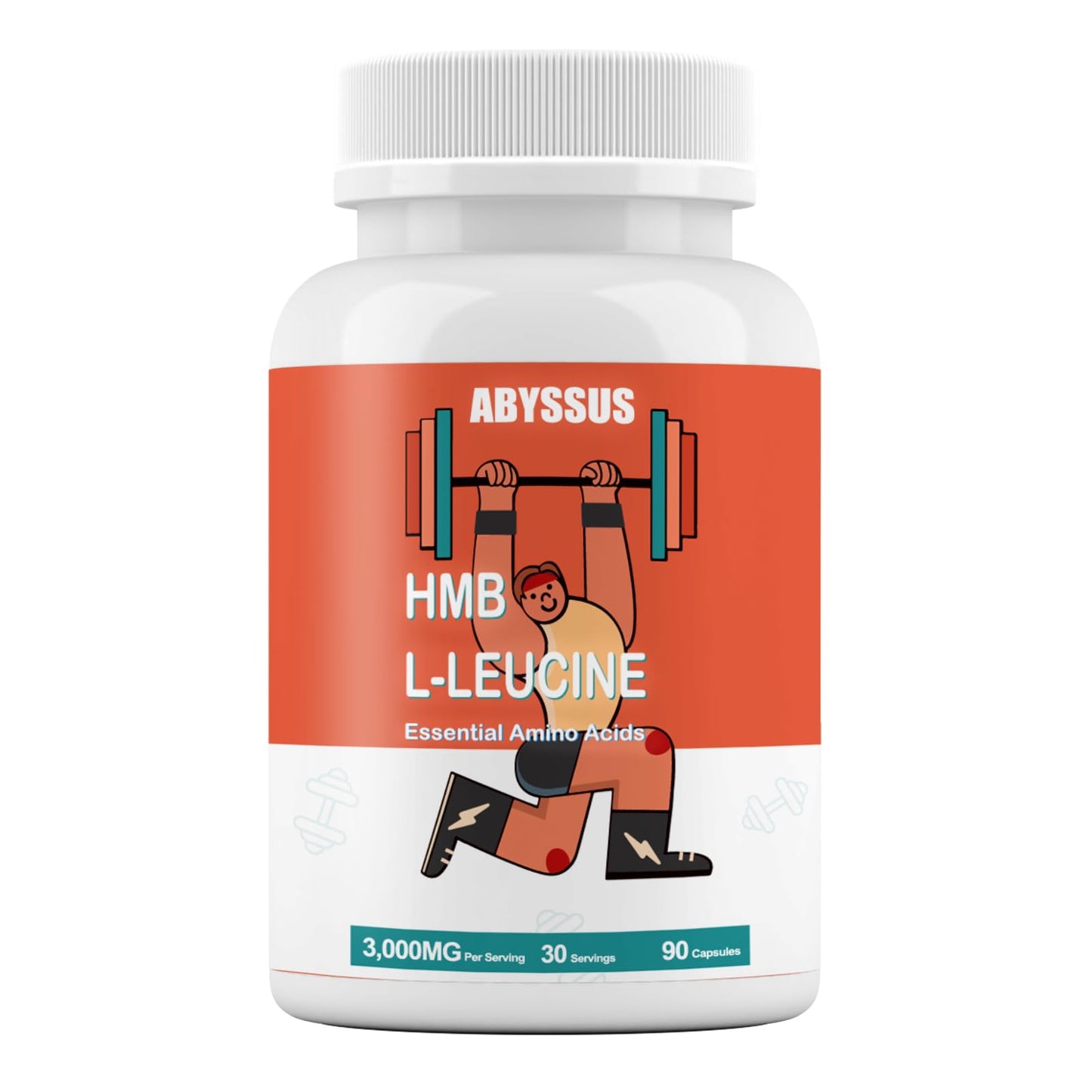 ABYSSUS HMB & Leucine 3000mg Capsules, Muscle Health Support, 90 Capsules