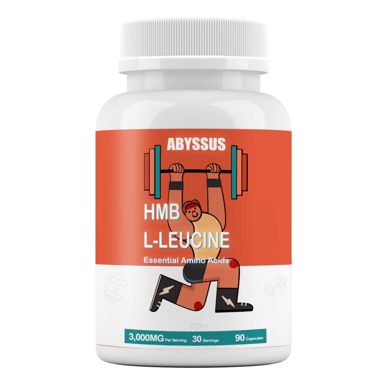 ABYSSUS HMB & Leucine 3000mg Capsules, Muscle Health Support, 90 Capsules
