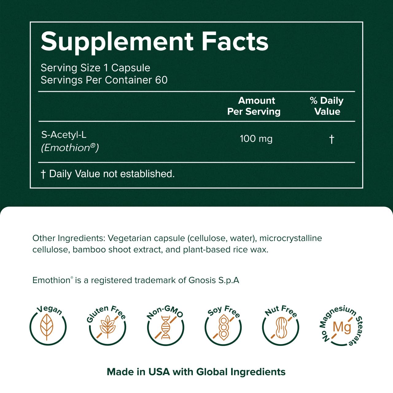 Prominent Nutrition S-Acetyl L-Glutathione Supplement Capsule, 60 Count