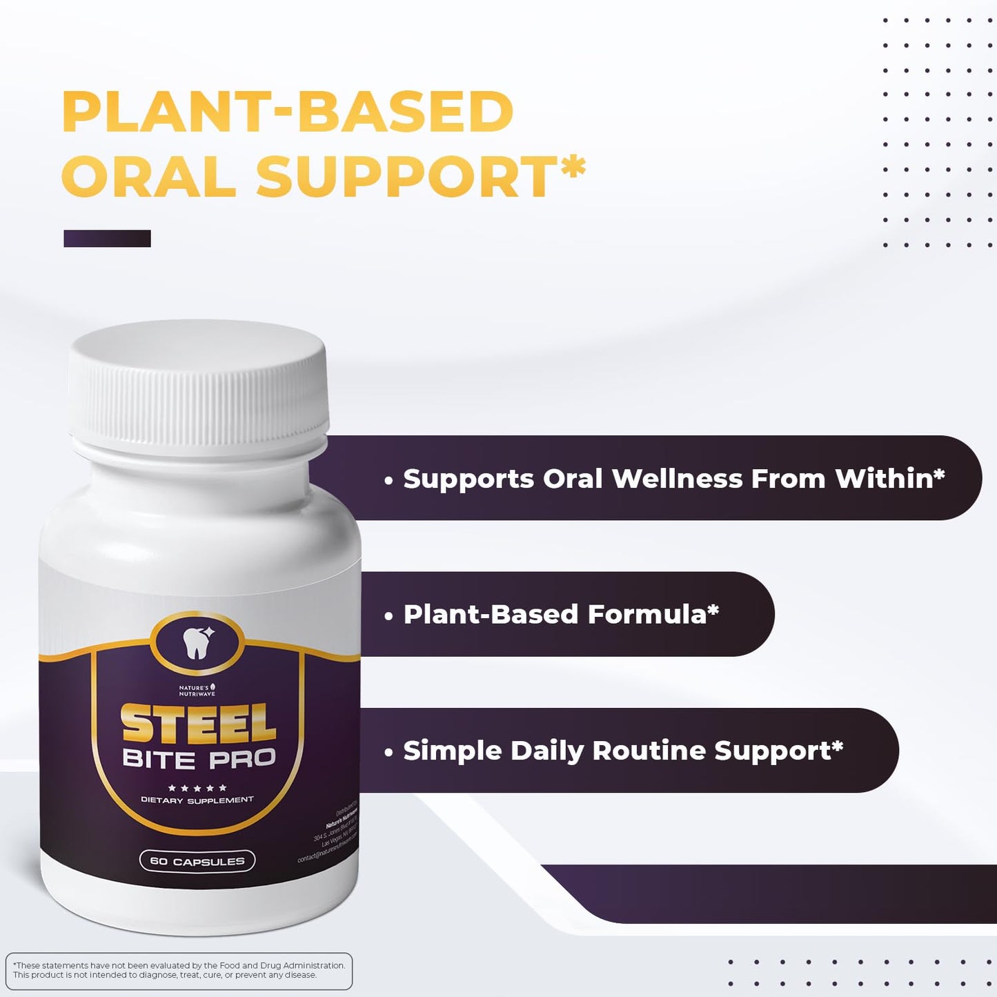 Nature’s NutriWave Steel Bite Pro Oral Wellness Supplement Capsule 360 Capsules