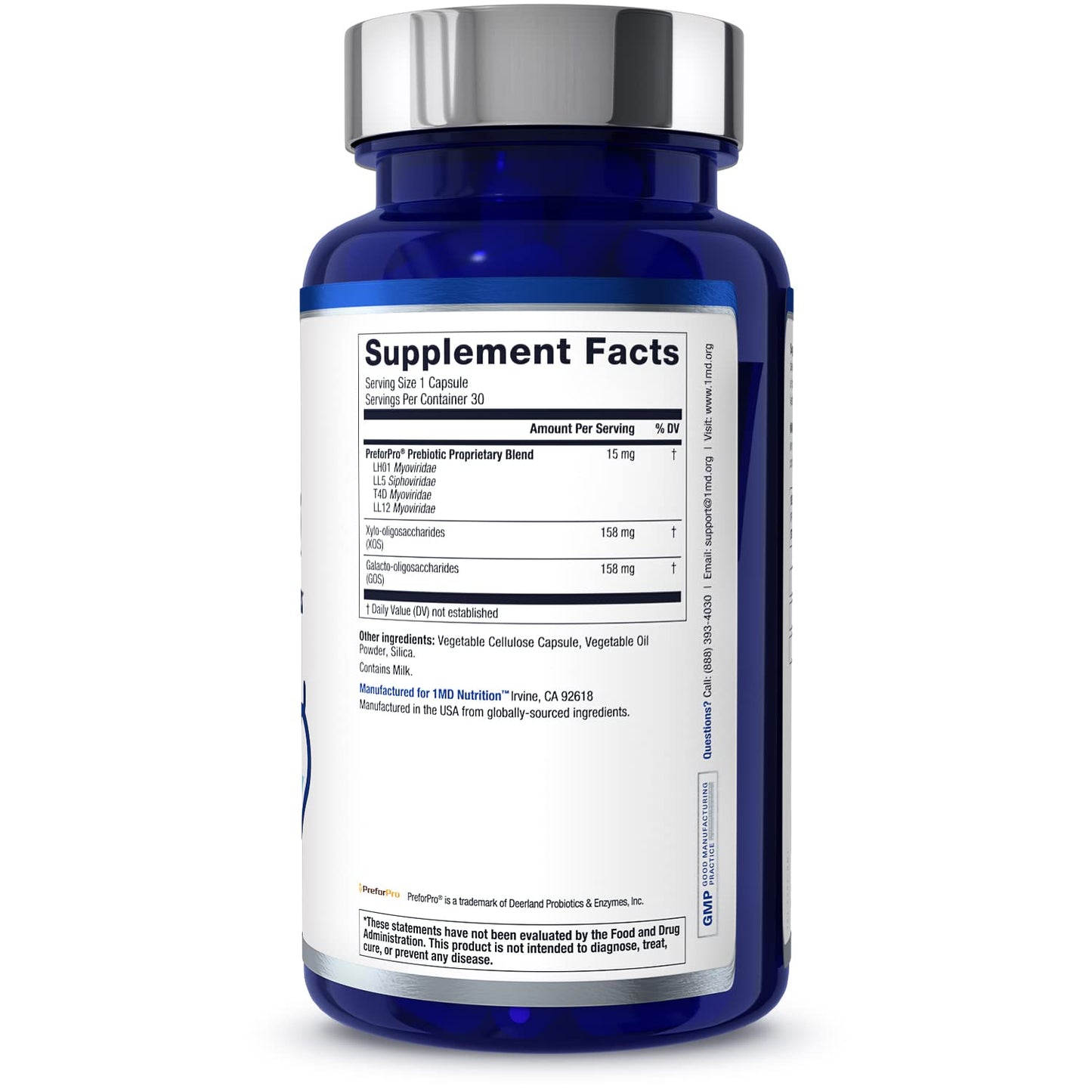 1MD Nutrition PreBioMD Prebiotic with PreforPro 60 Capsules