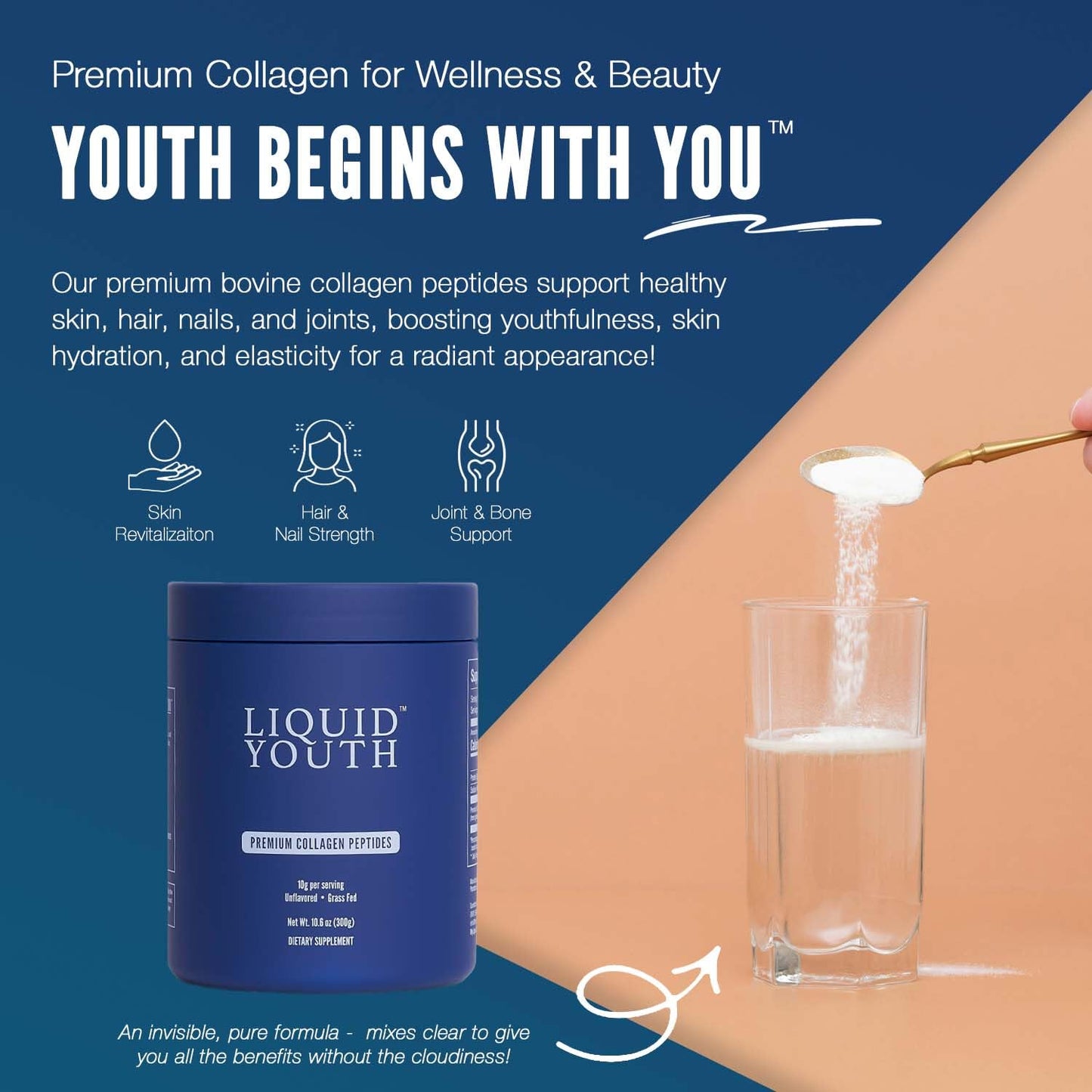 LIQUID YOUTH Collagen Peptides Powder 10.5 oz