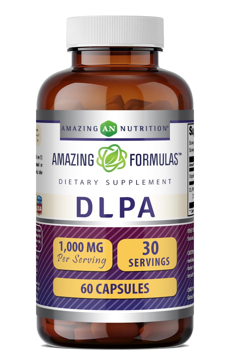 Amazing Nutrition DLPA (DL-Phenylalanine) Supplement Capsule, 60 Count