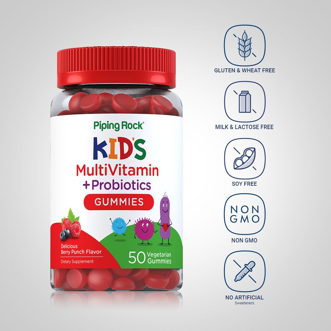 Piping Rock Kid's Multivitamin and Probiotic Gummy 50 Count