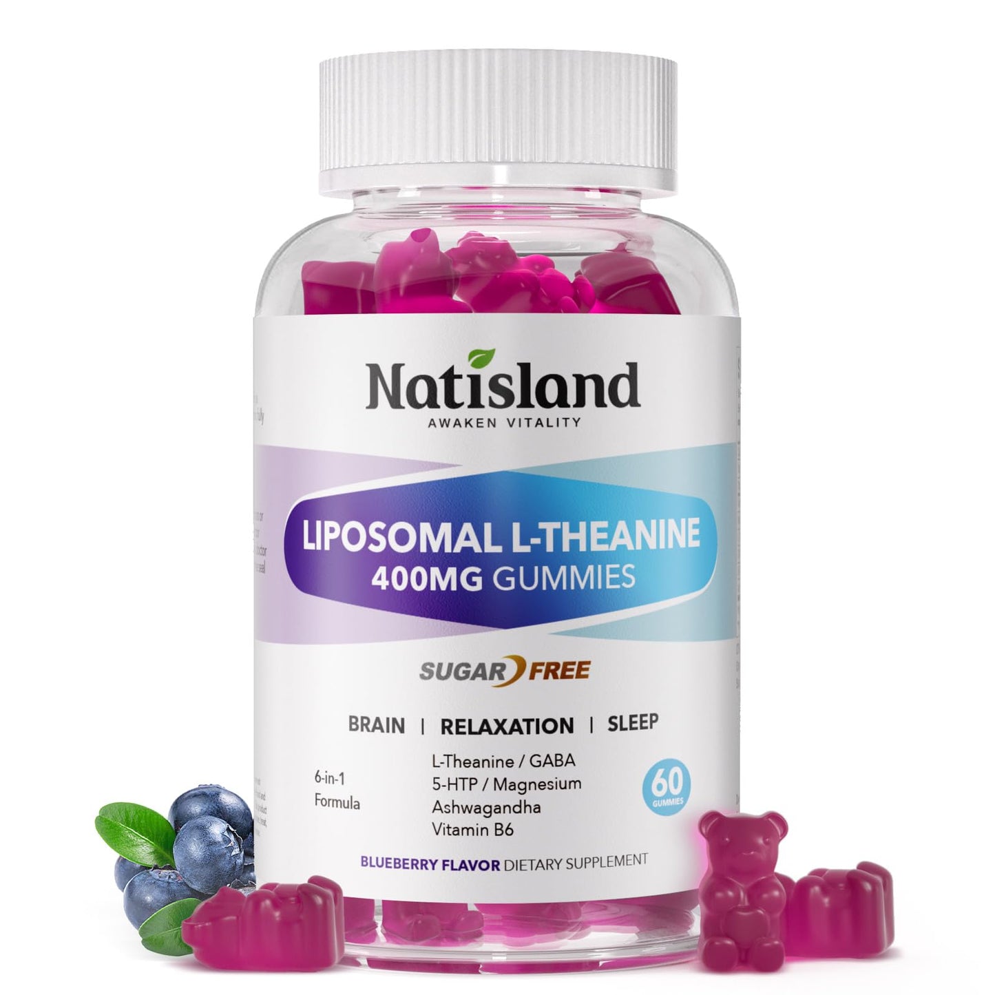 NATISLAND L-Theanine Gummies 60 Gummies
