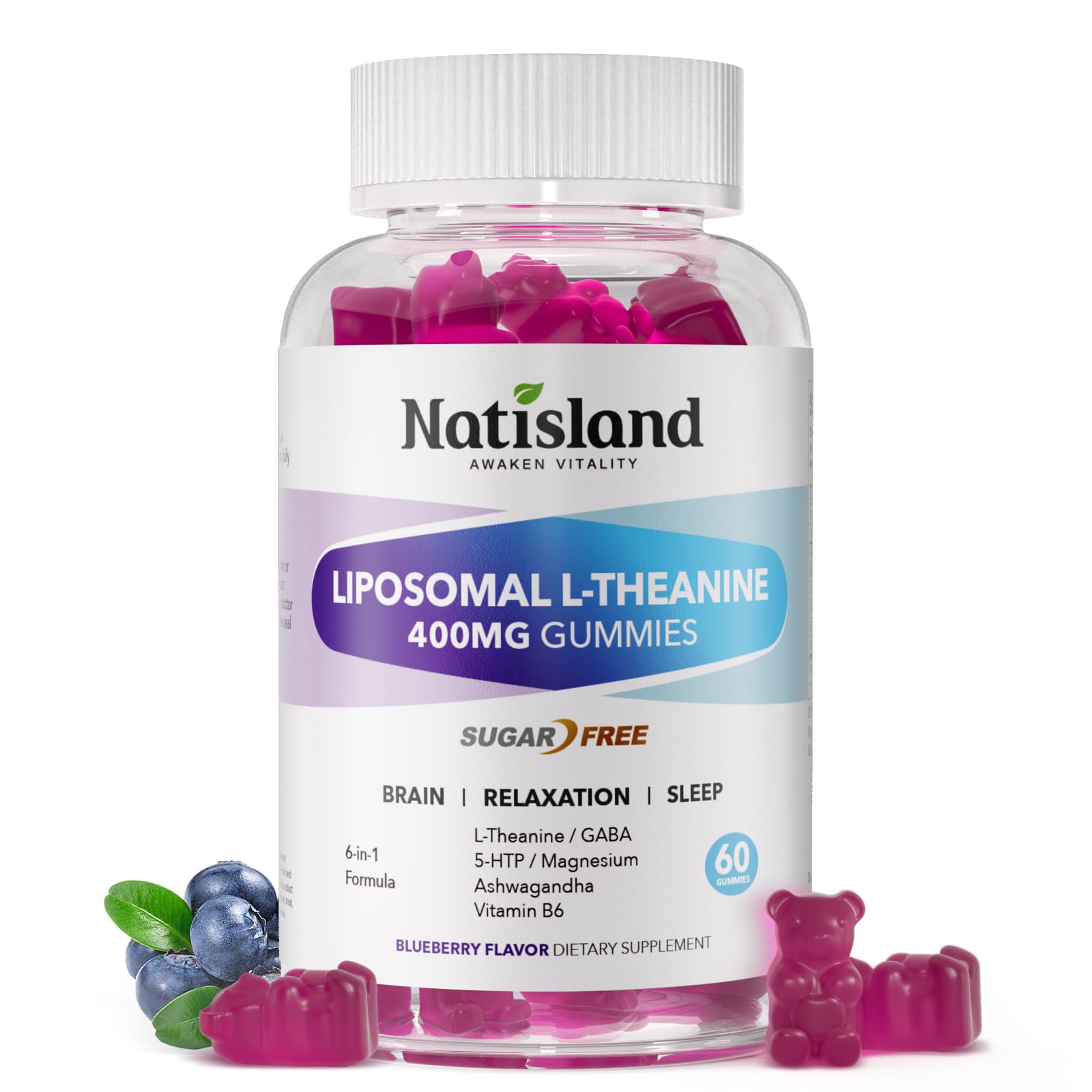 NATISLAND L-Theanine Gummies 60 Gummies