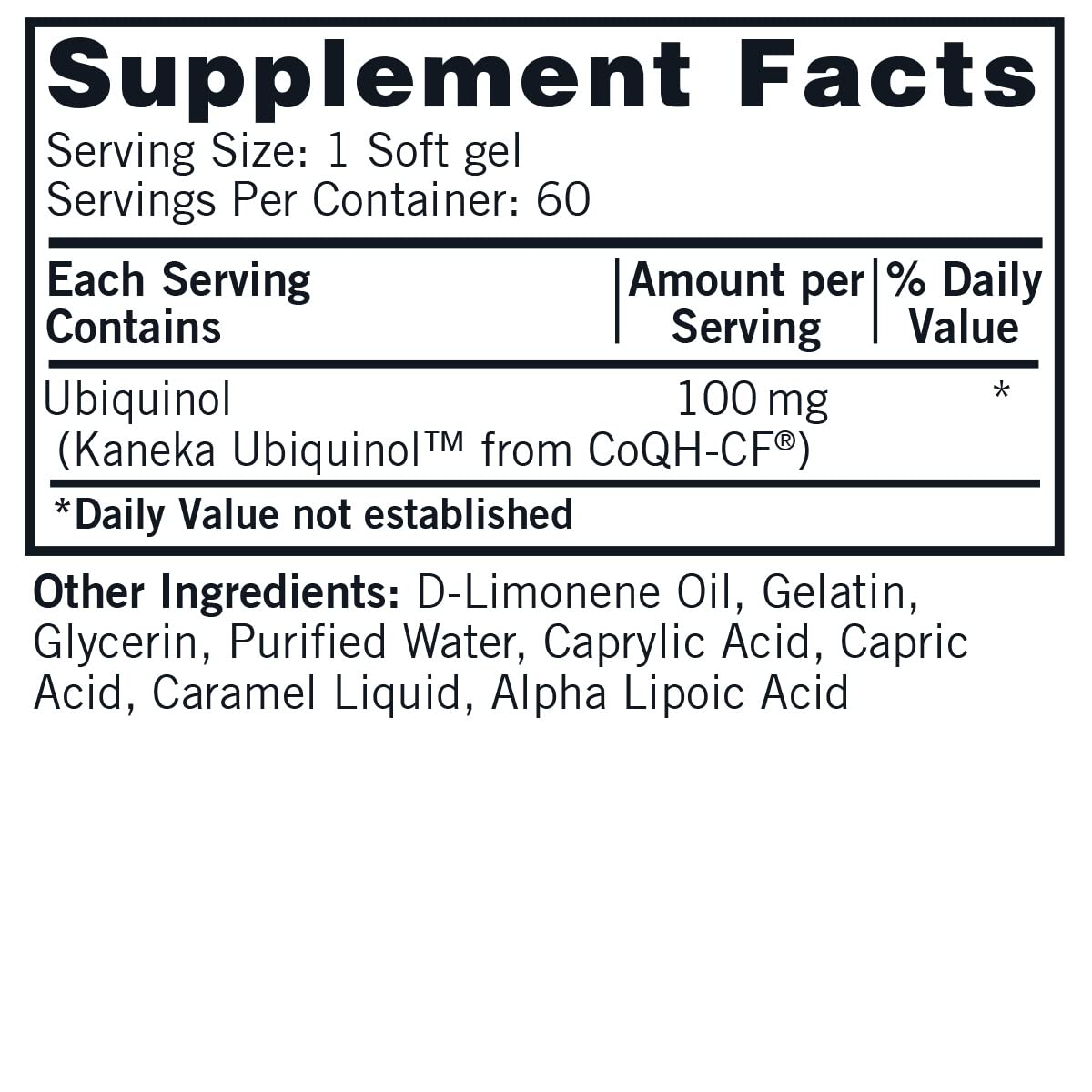 Kirkman Ubiquinol 100 mg Super CoQ10 Softgel 60 Count