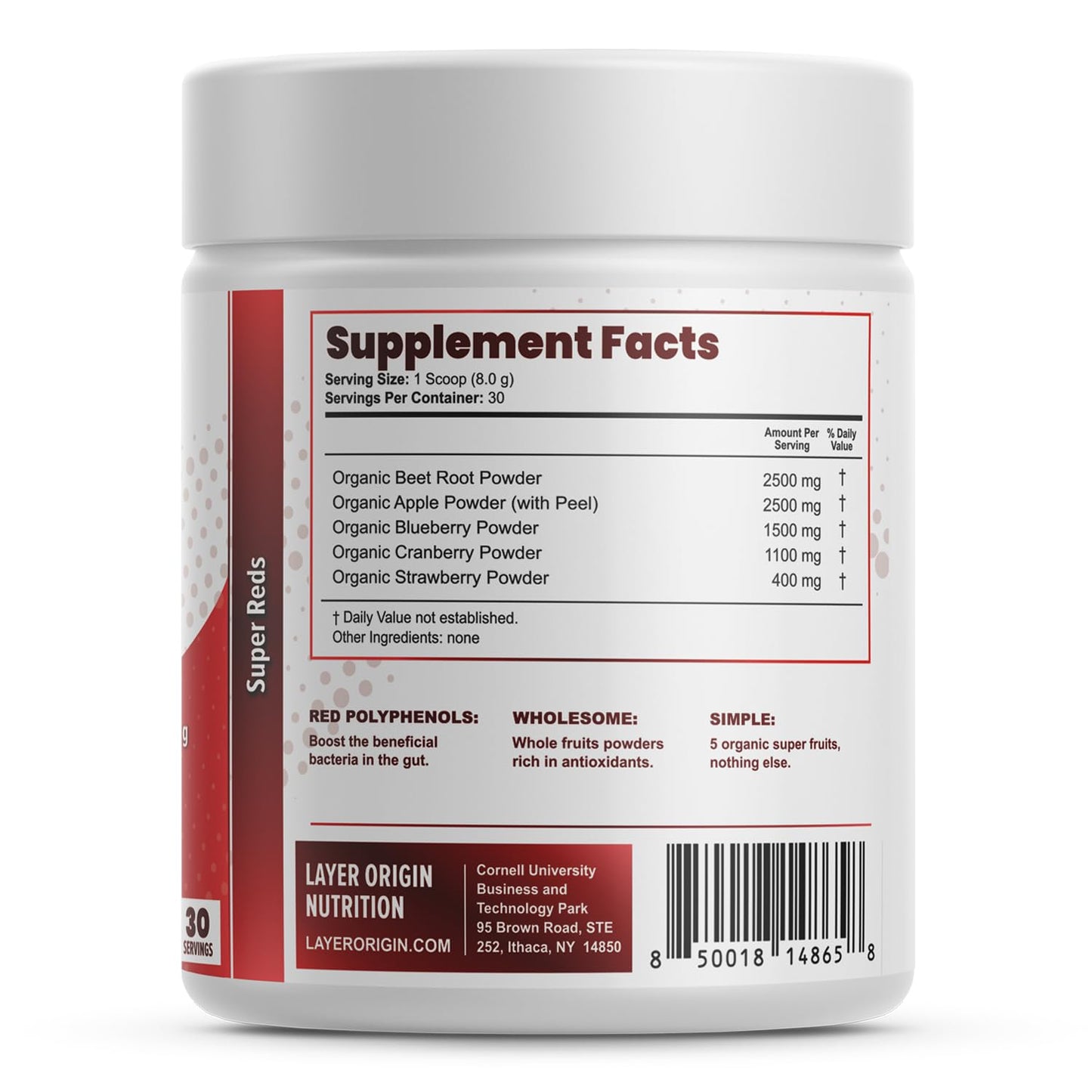 Layer Origin Simple Reds - Organic Red Polyphenols Whole Fruit Powder, 8.47 Ounce