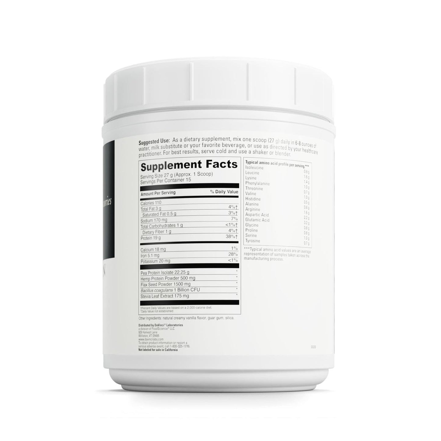 DAVINCI Vegan Protein Powder 14.29 oz