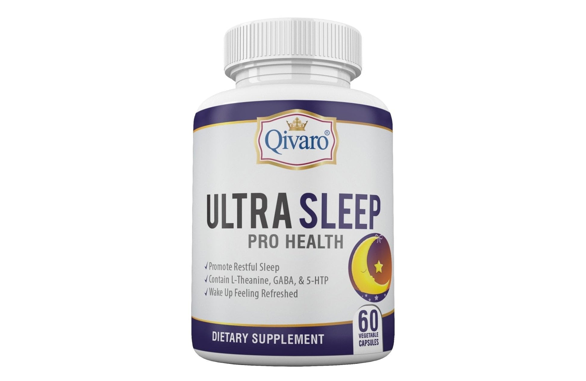 Qivaro Ultra Sleep Pro Health Sleep Aid for Adults with L-Theanine, 5-HTP and GABA, 60 Capsules