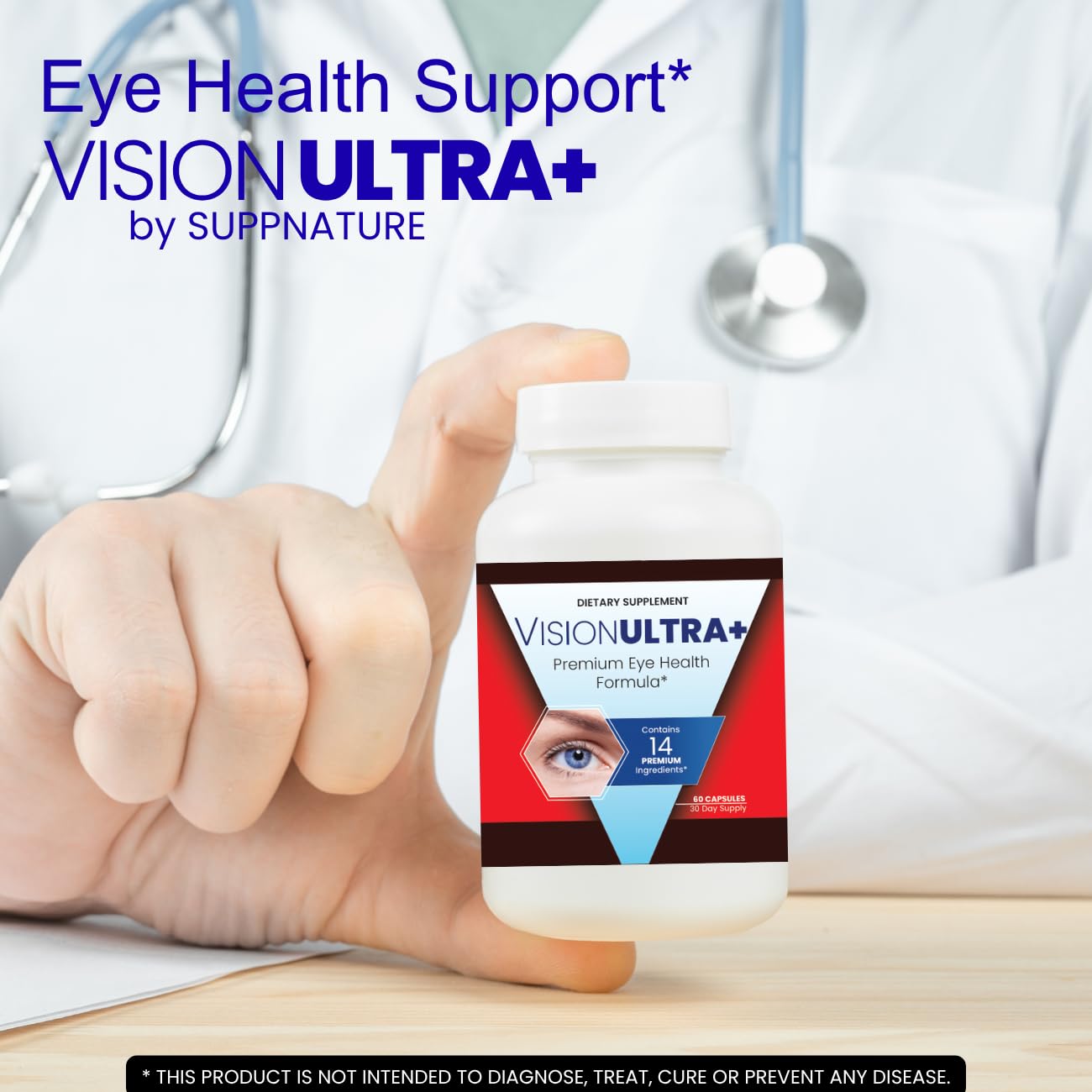 SuppNature VisionUltra+ Eye Health Support Supplement Capsules, 180 Capsules