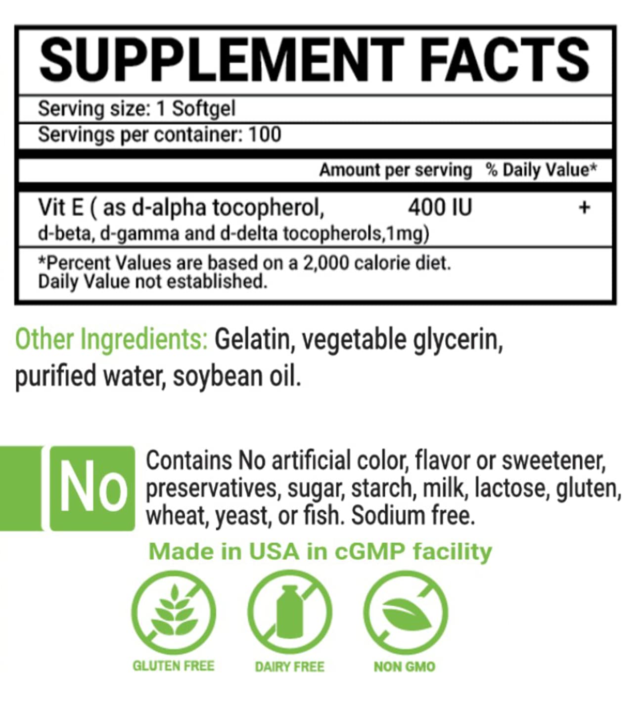 Peter's Choice Natural Vitamin E 400IU Softgel, 100 Softgels