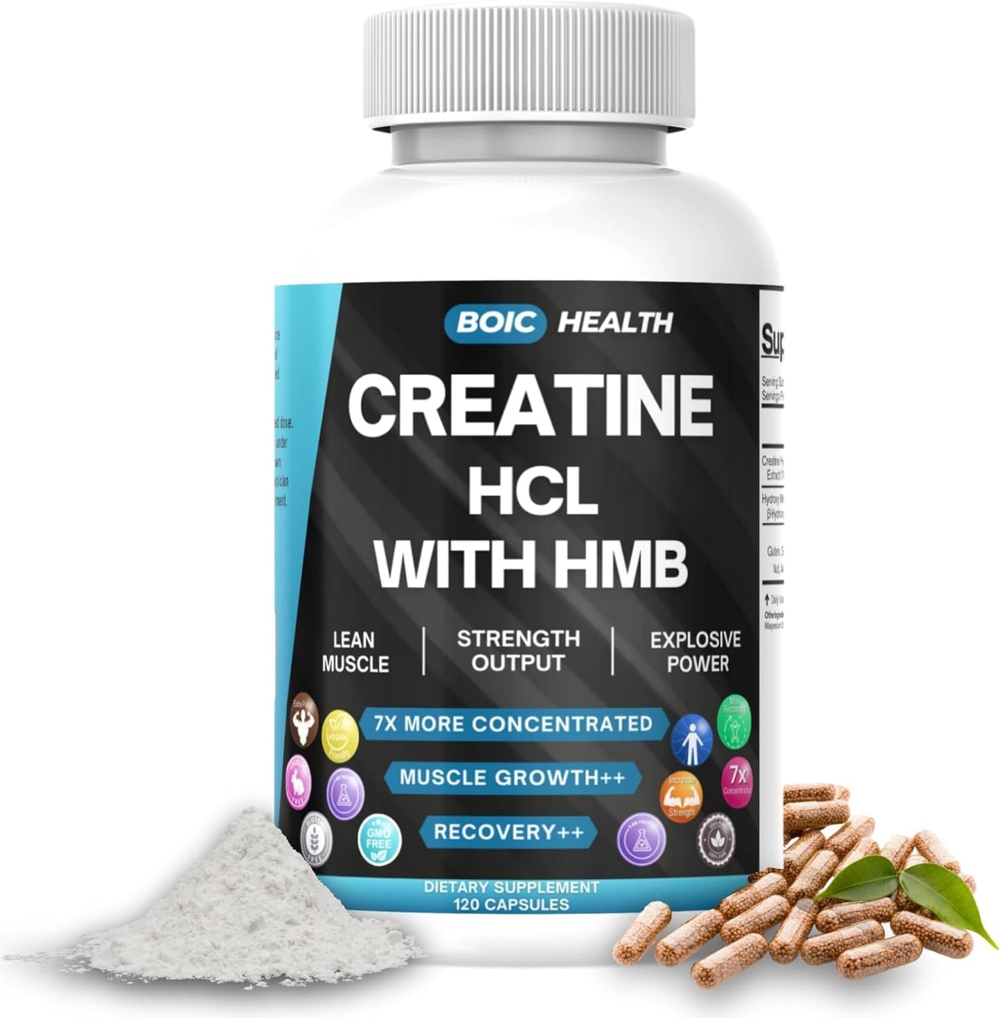 BOIC Creatine HCl + HMB Capsules, 120 Count