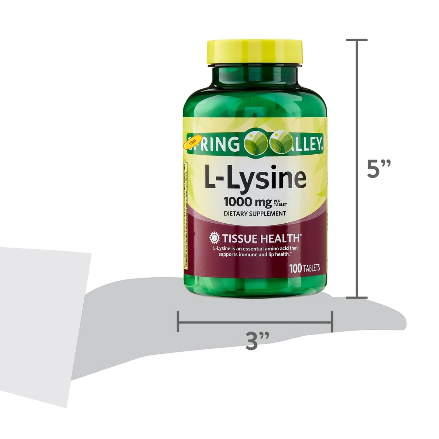 Generic L-Lysine 1000mg Amino Acid Lysine Supplement Tablet, 100 Tablets