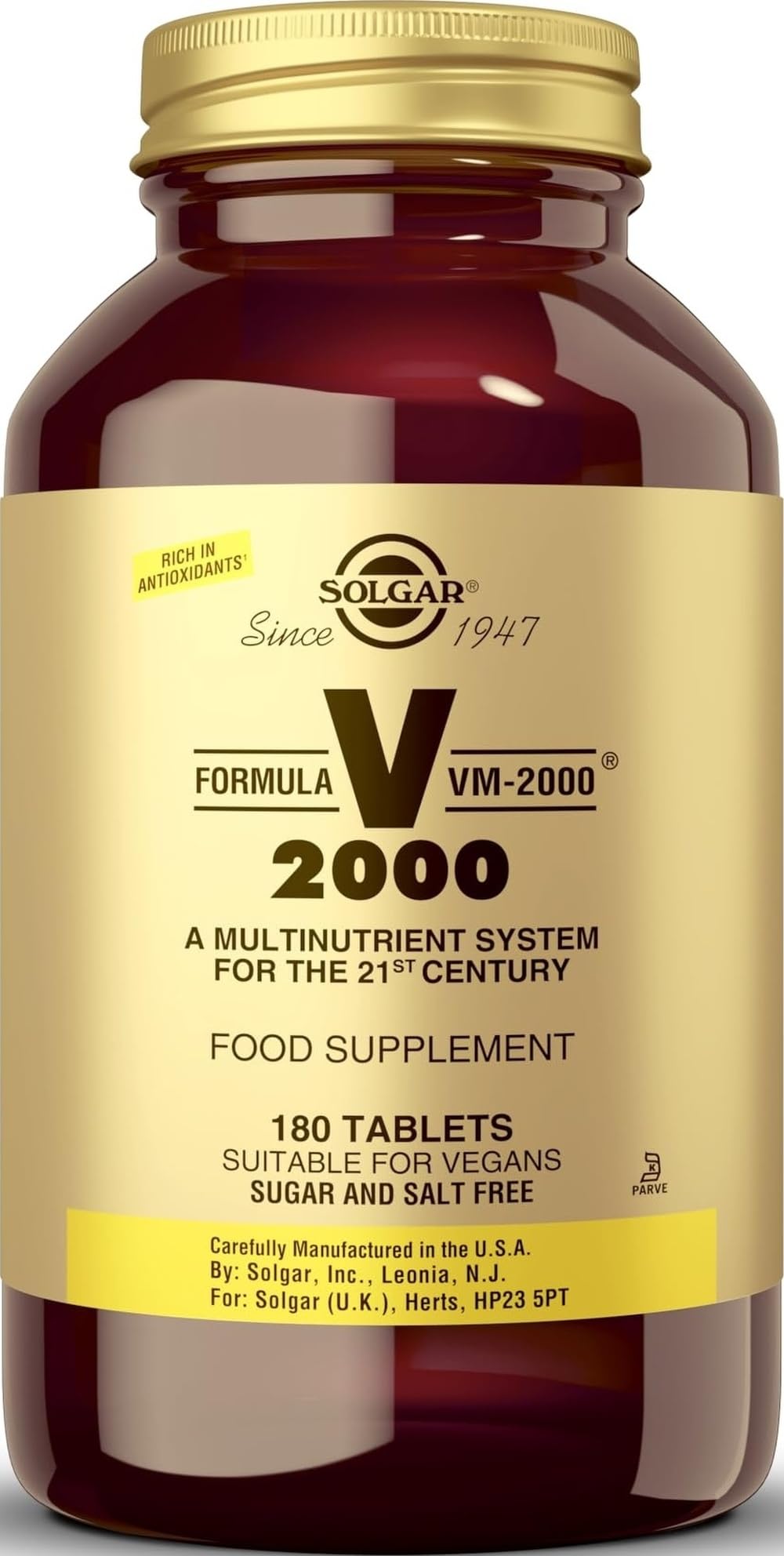 Solgar Formula VM-2000 Multinutrient System Tablet, 180 Tablets