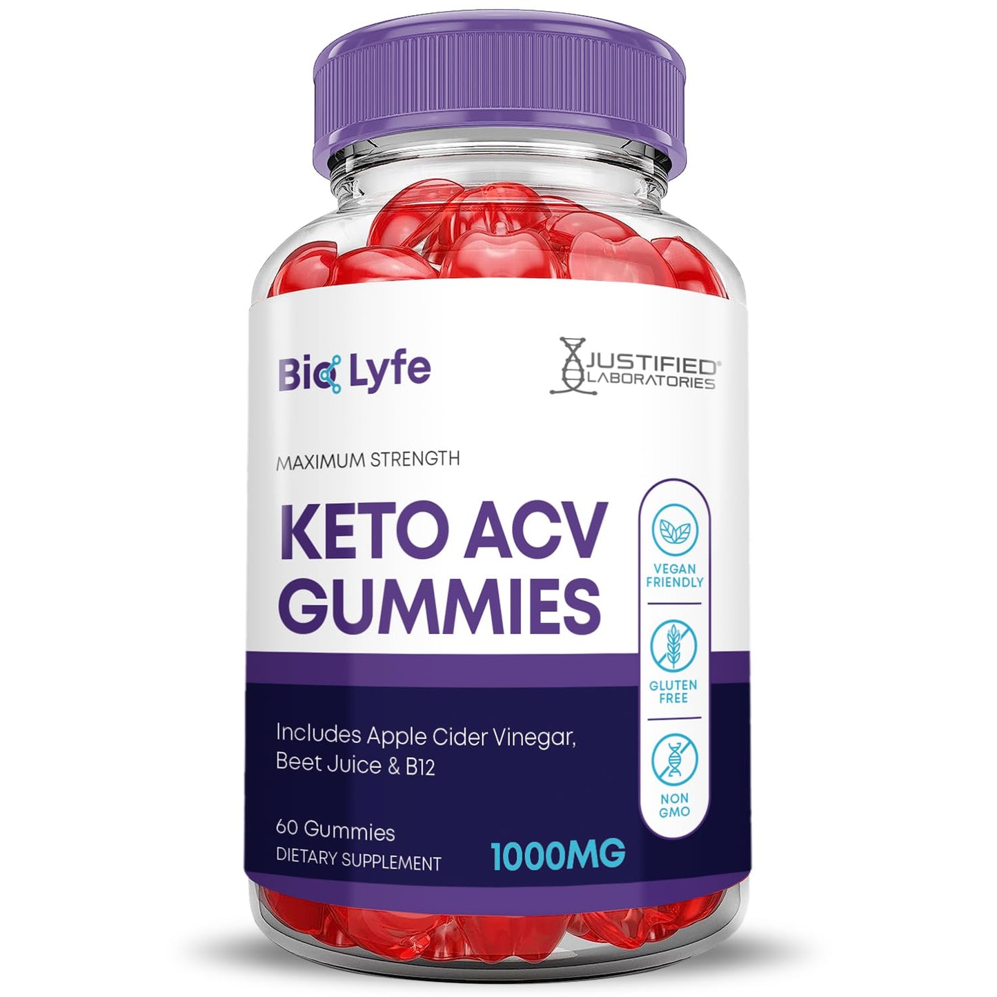 Justified Laboratories Bio Lyfe Keto ACV Gummies 120 Count