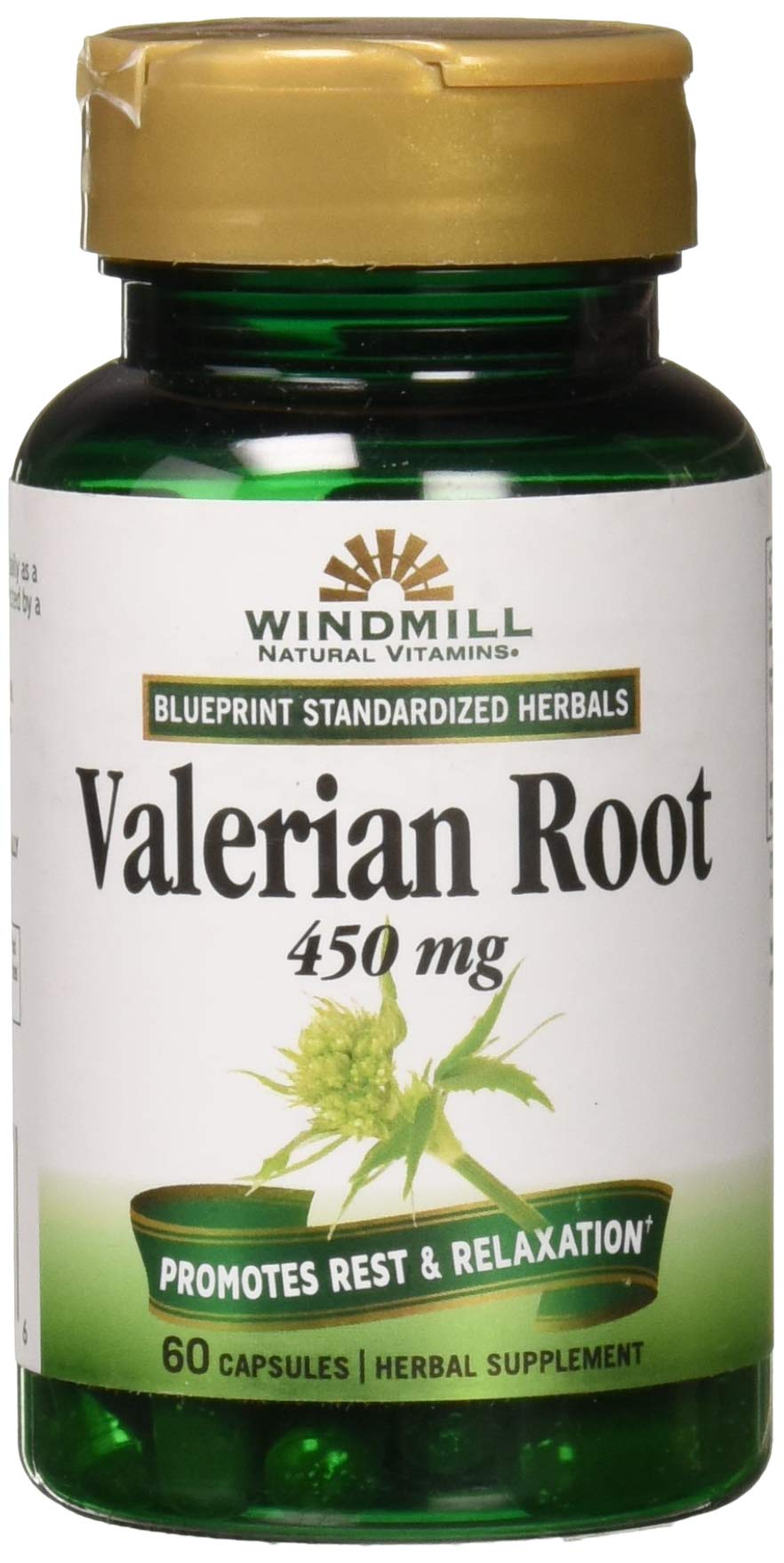 Windmill Valerian Root 450mg Extract Capsules, 60 Count