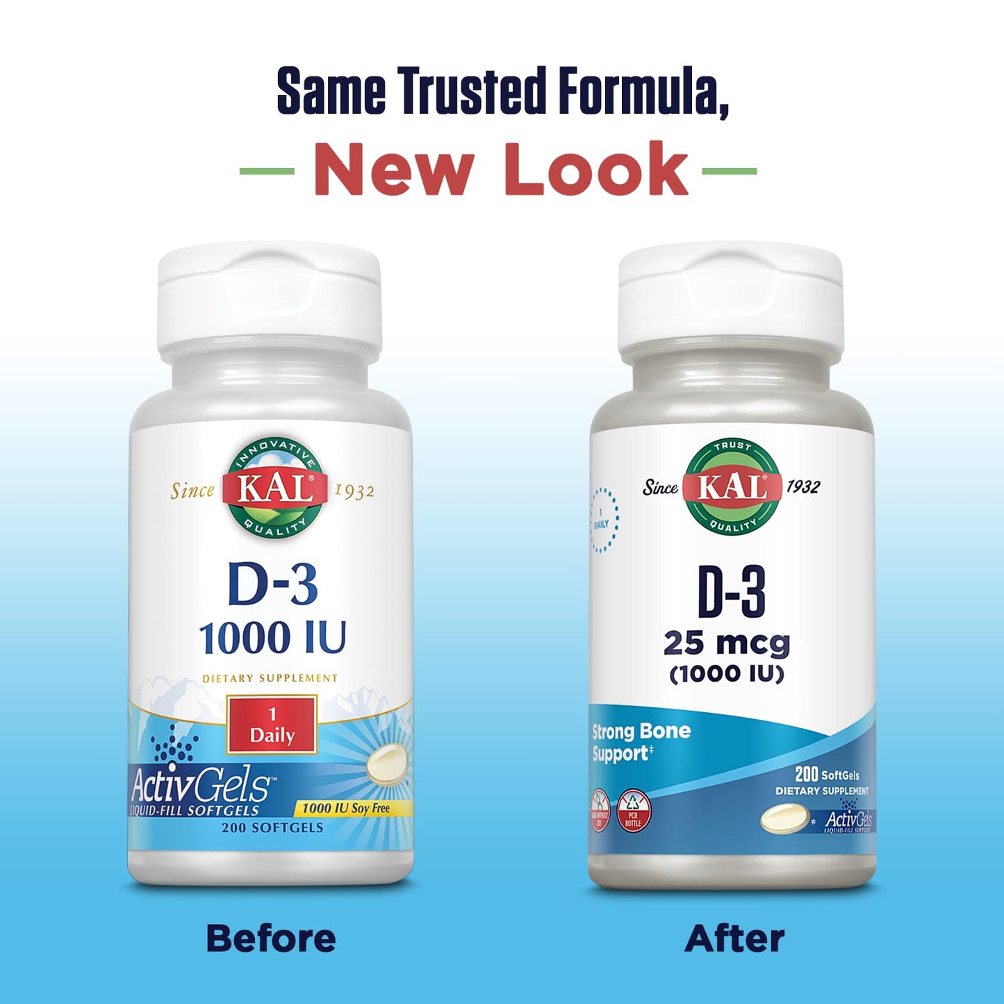 KAL Vitamin D3 1000 IU Softgels, 200 Count