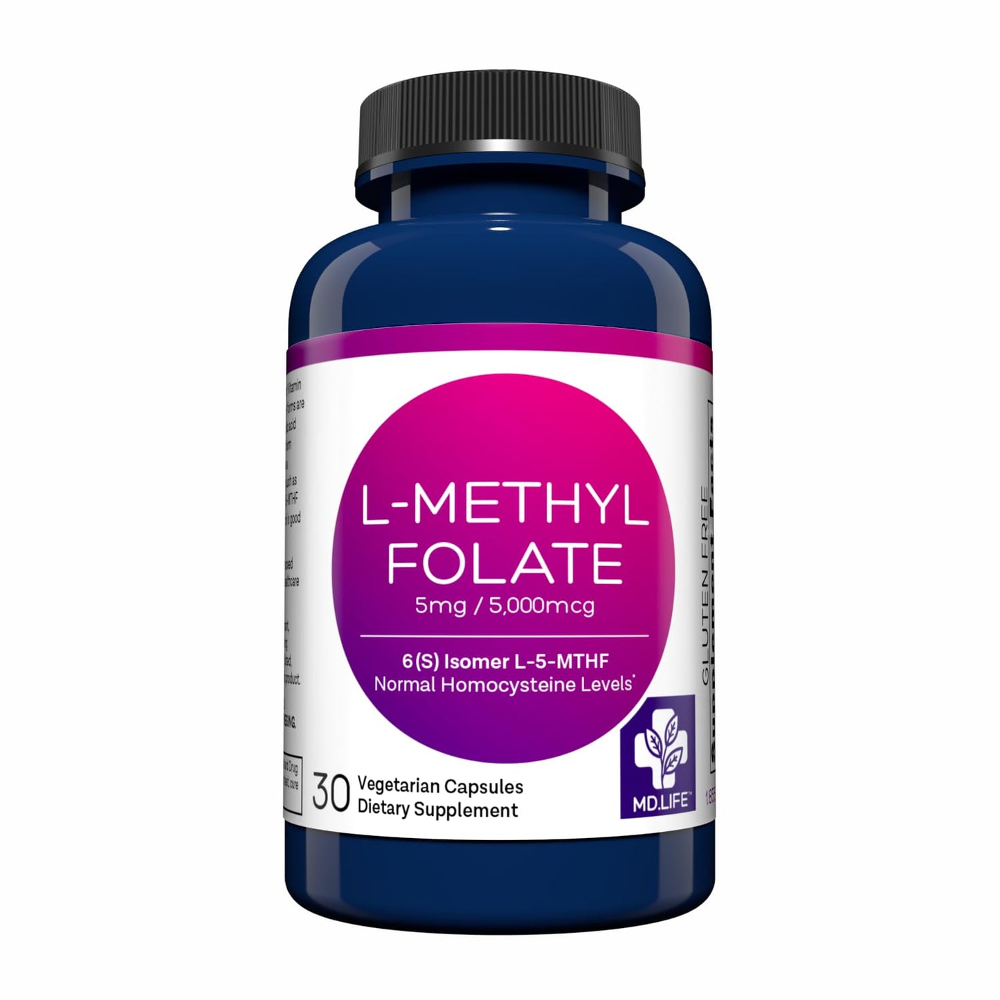 MD.LIFE L-Methylfolate 5 mg Supplement Capsules, 30 Count