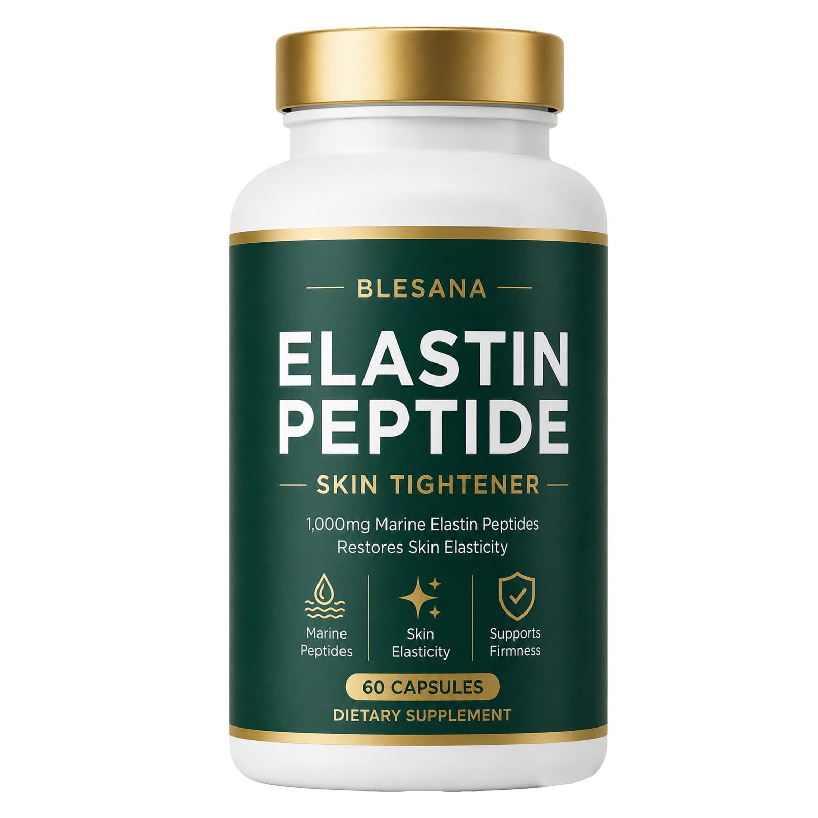Pricyru Blesana Elastin Peptide Skin Formula 1000mg Marine Elastin Peptides Capsules, 60 Count