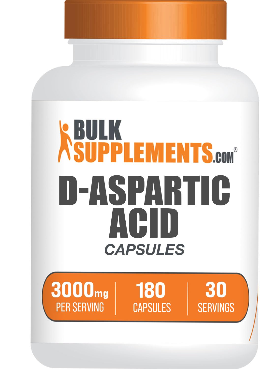 BulkSupplements D-Aspartic Acid 3000mg Capsules, 180 Capsules