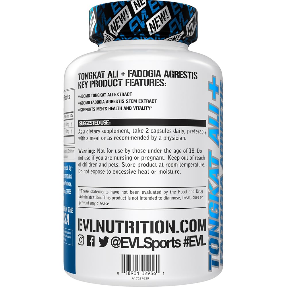 Evlution Tongkat Ali + Fadogia Agrestis Capsules 60 Count