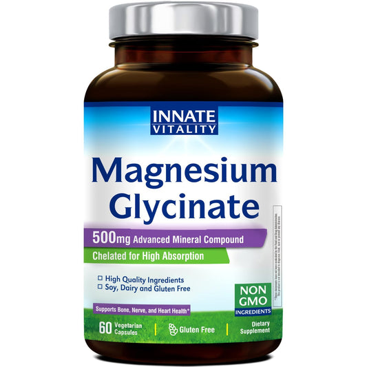 Innate Vitality Magnesium Glycinate 500mg Capsules, 60 Count