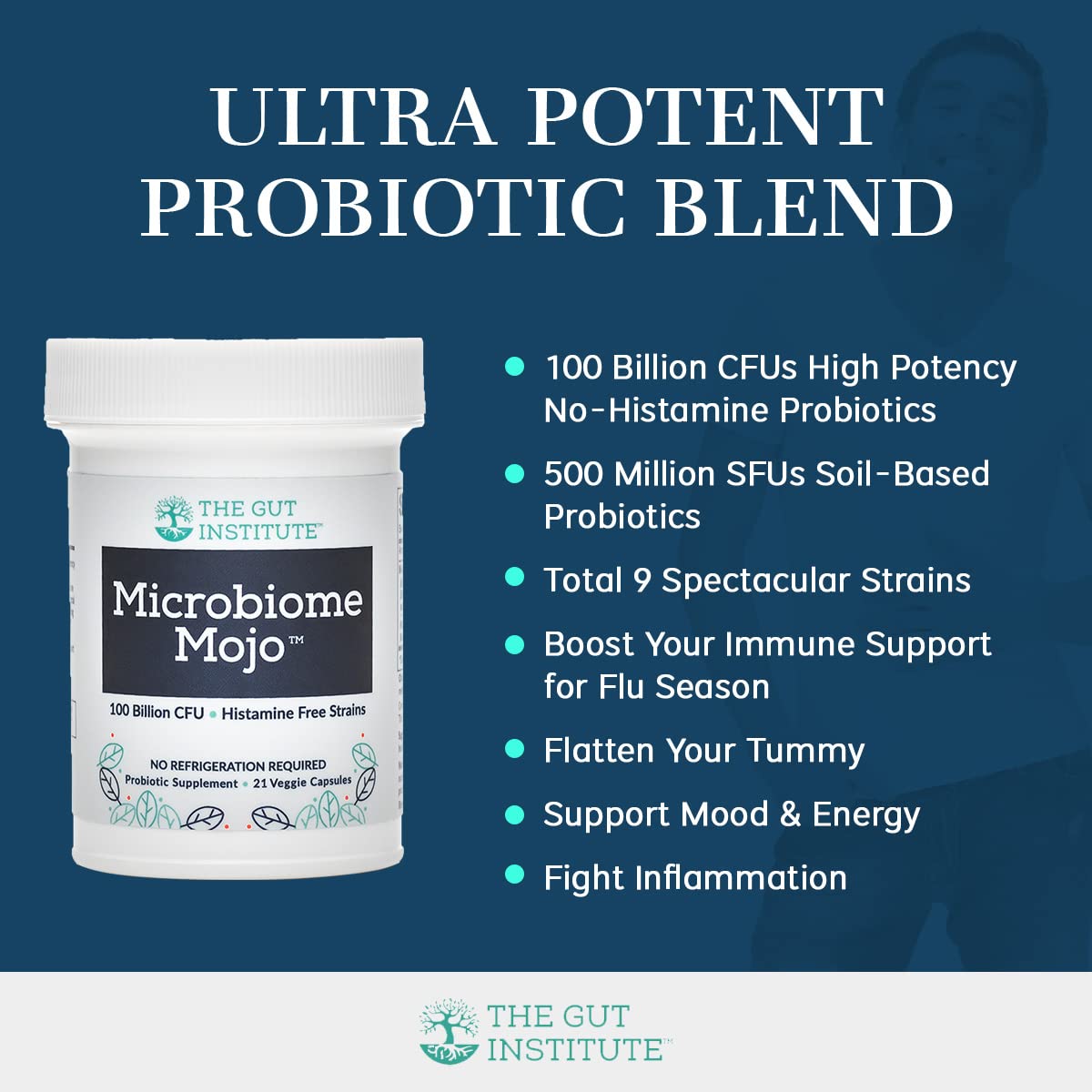 The Gut Institute Microbiome Mojo 2-in-1 High Potency Probiotics Capsule, 28 Count