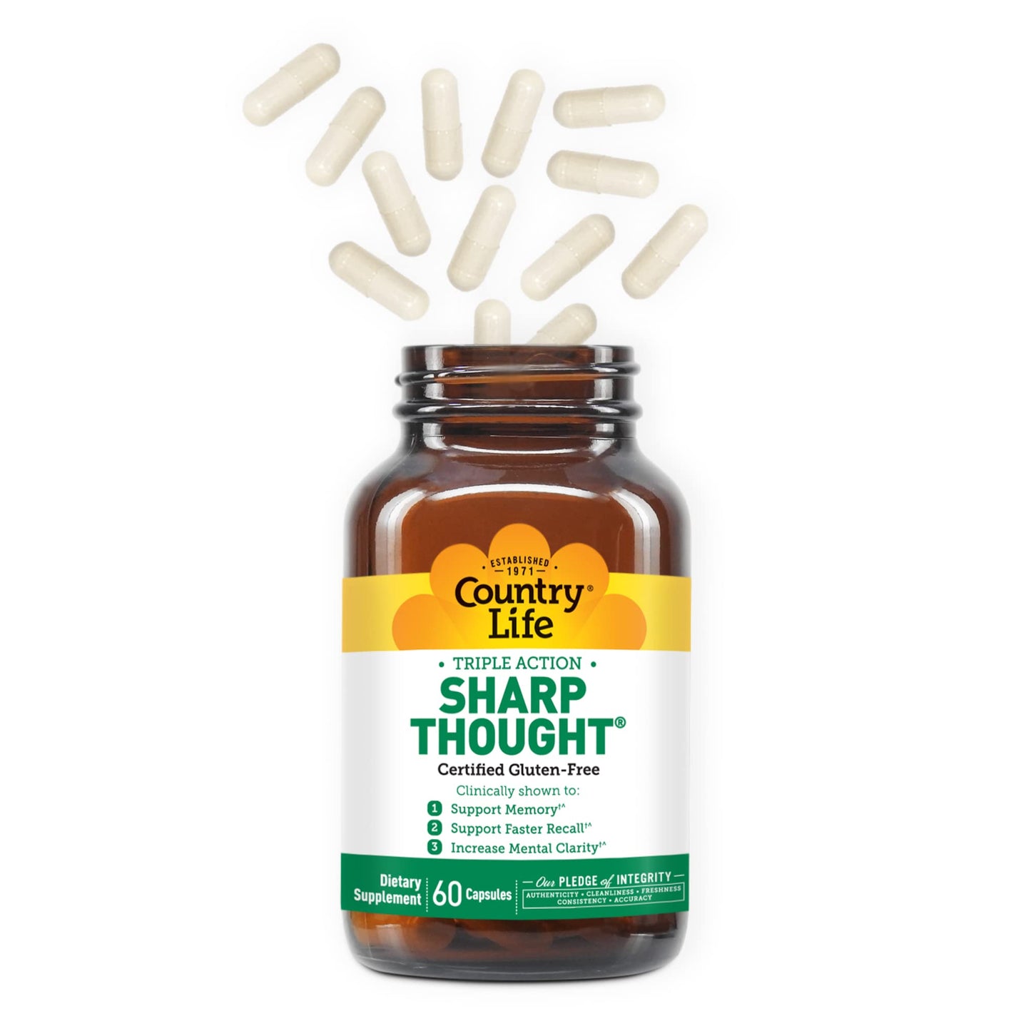 Country Life Sharp Thought Phosphatidylserine with DHA, 60 Capsules