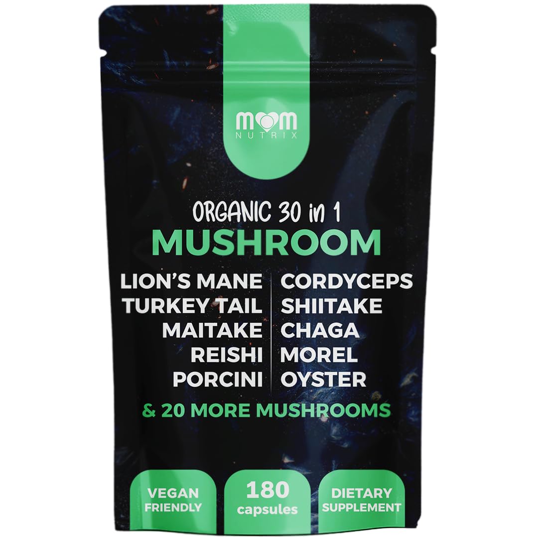 MOM NUTRIX 30 in 1 Ultimate Mushroom Supplement Softgels 180 Count
