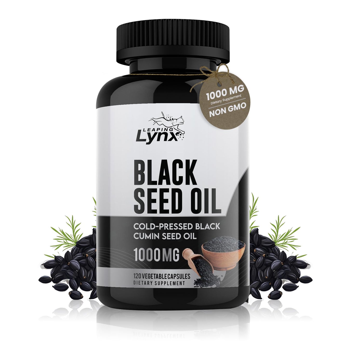 Leaping Lynx Black Seed Oil 1000mg Cold-Pressed Nigella Sativa Softgels 120 Count