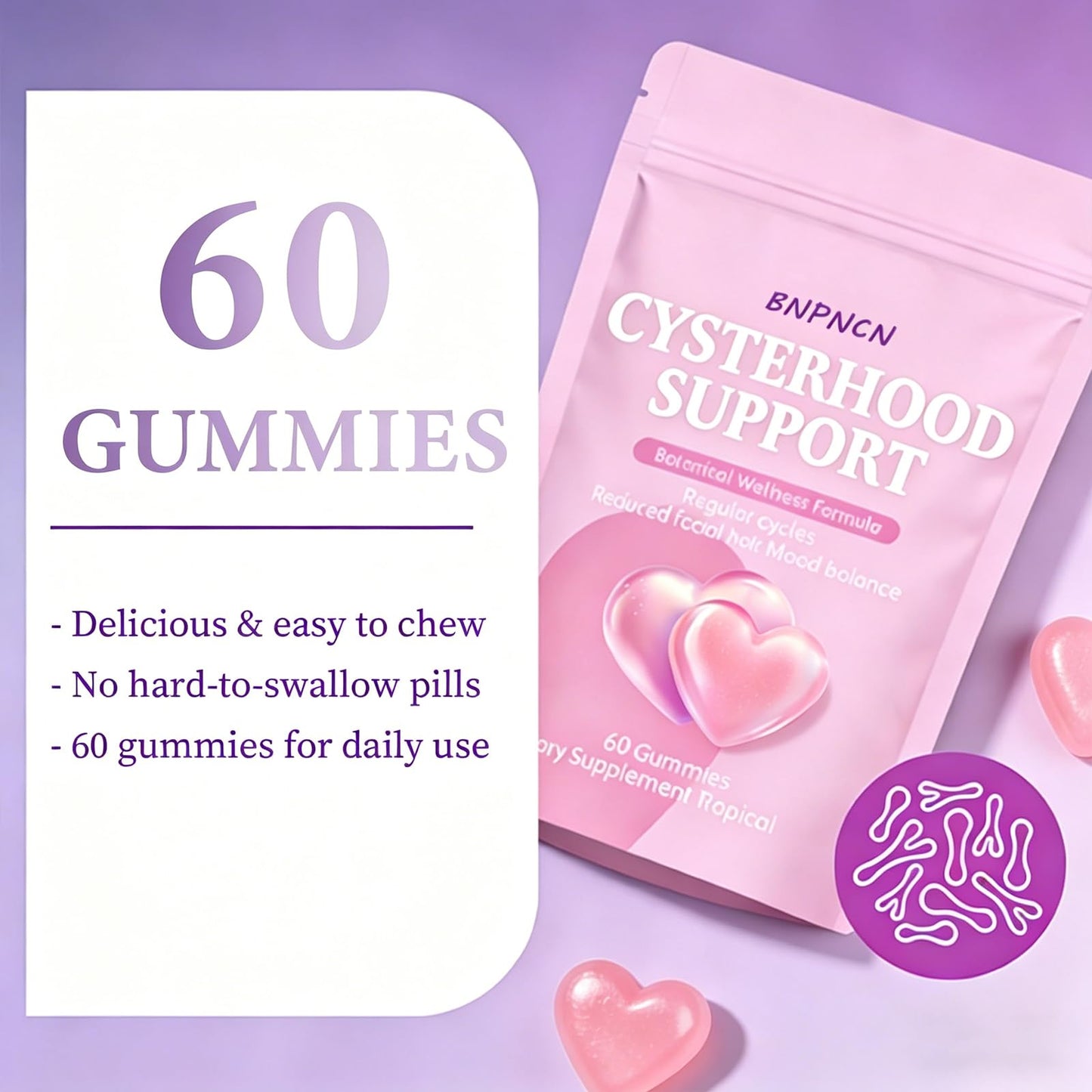 BnPnCn Cysterhood Support Gummies, 60 Gummies